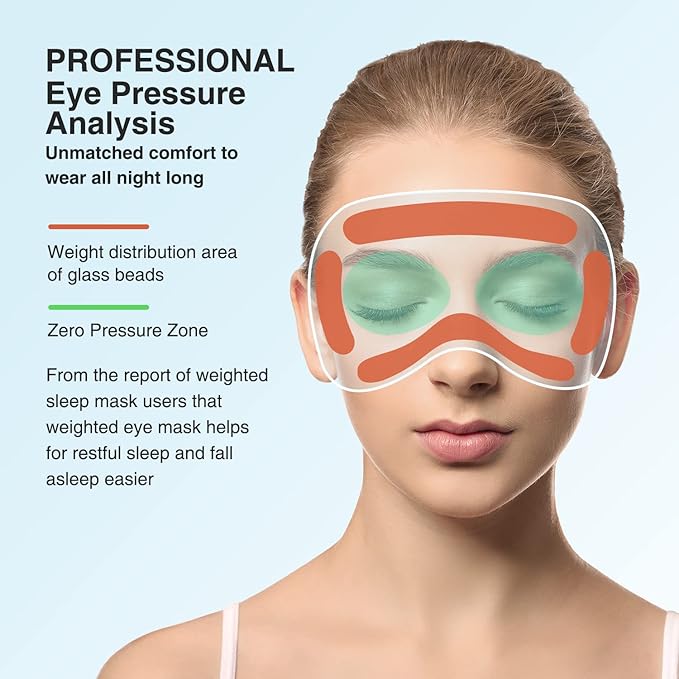 YFONG Weighted Sleep Mask, Women Men 3D Eye Mask Blocking Lights Sleeping Mask (4.2oz/120g), Pressure Relief Night Sleep Eye Mask with Adjustable Strap, Eye Cover Blindfold for Travel Nap Yoga, Purple