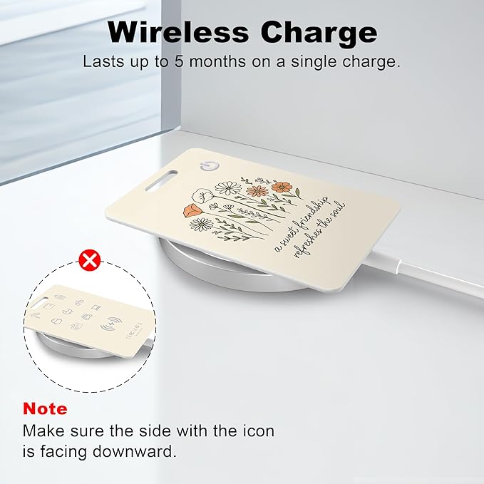Wallet Tracker Card (iOS Only), Rechargeable Bluetooth Smart Tracking for Apple Find My Compatible Anti Tracker for Men Women Slim Item Locator for Purse Passport Key Luggage Tag (1Pcs/Friend FLR)