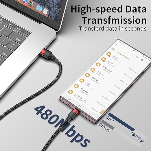 1.5ft USB C Cable, 3 Pack Short USB A to USB C Cable for iPhone 16 15, Nylon Braided 18 inch Type C Charger Cord Fast Charging for Samsung Galaxy S24 S23 S22 Note 20 10 A50 A20 Moto G LG