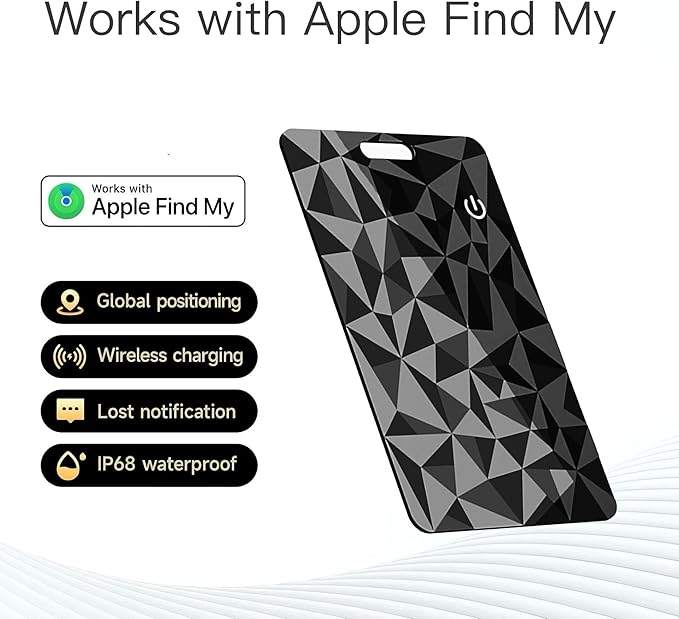 2025 New Wallet Tracker Card for Apple Find My (iOS Only) [Apple MFi Certified] 0.07 inch Super Slim 1 Year Battery Bluetooth Smart Finder GPS Item Locator for iPhone iPad