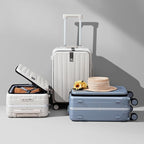 Hanke 24 Inch Checked Luggage PC Hard Case Luggage Top Opening Aluminum Frame Travel Luggage Suitcases with Wheels for Woman Men.(Ivory white)