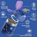 15 oz Soup Thermo for Hot Food Kids Insulated Food Jar with Spoon, Lunch Thermo Container, Width Mouth Vacuum Stainless Steel Food Thermo for School Travel, Leakproof, Easy to Open(Blue)