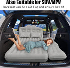 Car Air Mattress, Inflatable SUV Truck Car Camping Mattress for Back Seat, Thickened Travel Car Bed Sleeping Pad with Car Air Pump 2 Pillows (Grey)