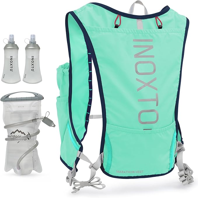 INOXTO Running Hydration Vest Backpack,Lightweight Insulated Pack with 1.5L Water Bladder Bag Daypack for Hiking Trail Running Cycling Race Marathon for Women Men