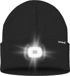 ATNKE LED Lighted Beanie Hat,USB Rechargeable 4 LED Running Headlamp Bright Cap with The Light Gifts for Men and Women