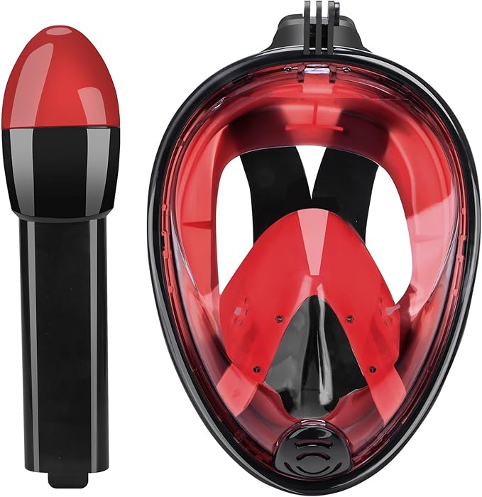 Full Face Snorkel Mask Adults with Dry Top System, Detachable Camera Mount, 180 Panoramic Anti-Fog Anti-Leak Diving Mask for Adult and Kids