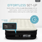 RestElevated Luxury Pillow Top Queen Size Air Mattress with Built in Pump | 20" Raised Height with Coil Beam Support | Adjustable Blow Up Air Bed | for Home, Guests and Camping [Black with Cream Top]