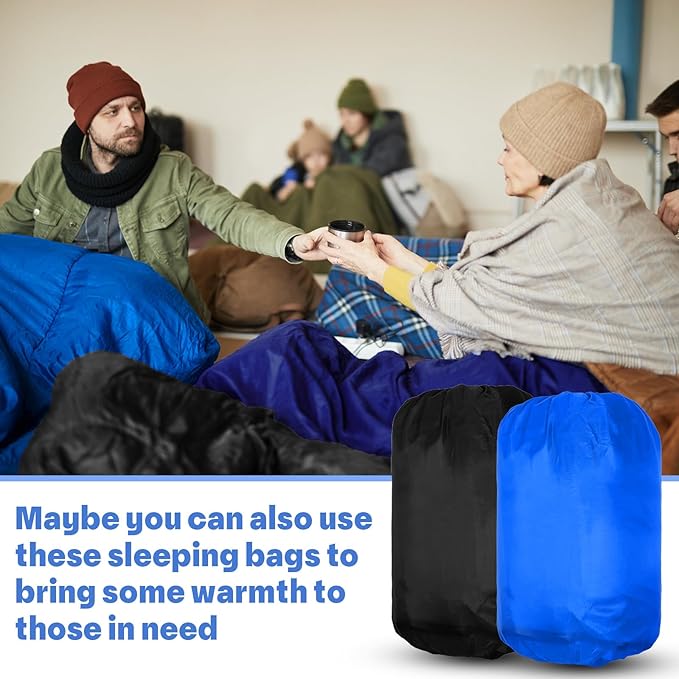Macarrie 10 Pcs 0 Degree Camping Sleeping Bags Bulk for Adults Cold Weather 4 Season Warm Sleeping Bag with Compression Sack for Homeless Donation Shelter Emergency Hiking