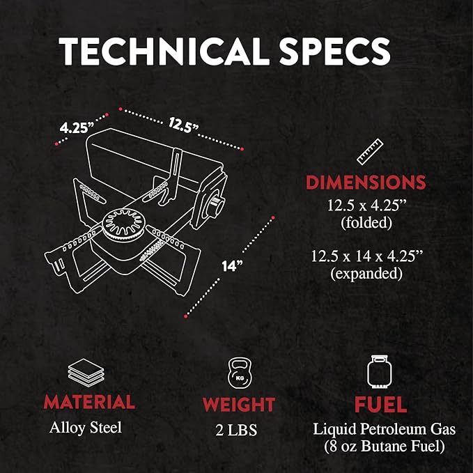 Gas One GS-8300 - Camp Stove Compact Butane Stove with Carrying Case - Foldable Portable Stove