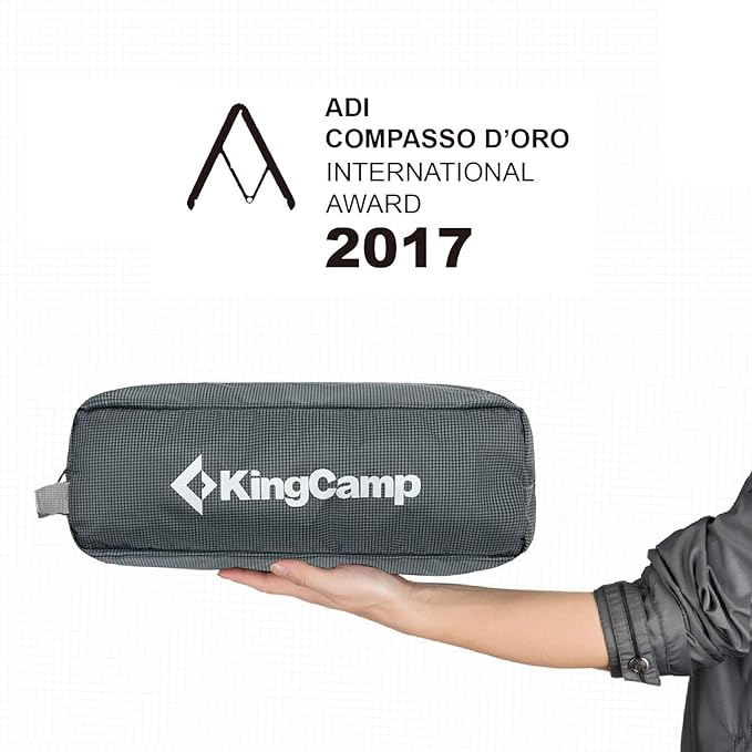 KingCamp Camping Cot,Folding Portable Ultralight Compact Cots for Outdoor Backpacking Travel,Sleeping Cots for Adults Hiking Mountaineering with Pillow and Storage Bag,Lounging Cot Grey