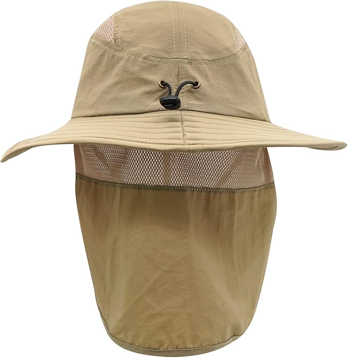 Home Prefer UPF 50+ Mens Wide Brim Fishing Hat with Neck Flap Sun Hat for Men Women Sun Protection Cap