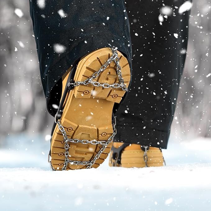 Ice Cleats for Shoes and Boots Traction Cleats Men Women Boot Chains Crampons for Anti Slip Outdoor Shoveling Hiking Walking on Snow and Ice