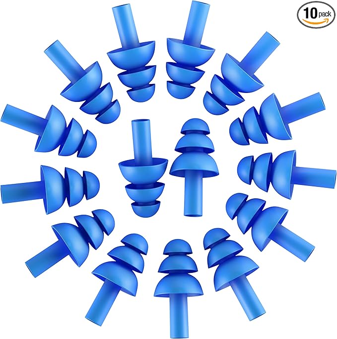 10 Pair Soft Silicone Reusable Washable Ear Plugs for Sleeping Swimming Noise Hearing Protection Earplugs Music Concerts Construction Shooting Hunting Motor Sports