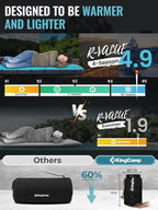 Kingcamp Air & Foam Sleeping Pad for Camping, 4" Portable Compact Inflatable Camping Mattress, High Support 4-Season Silent Sleeping Mat with Double-layer, 4.9 R-Value for Camping, Tent, Glamping