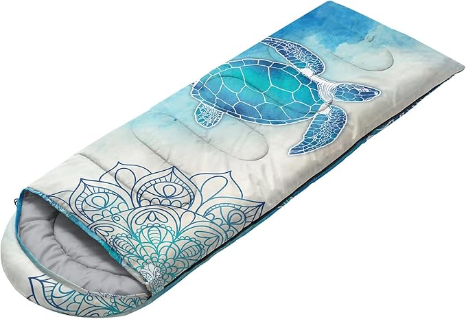 HOSIMA Cartoon Axolotl Sleeping Bags for Kids 10-12,Blue Cartoon Kids Sleeping Bags for Girls Boys,Compact Sleeping Bag for Camping Essentials and Hiking.