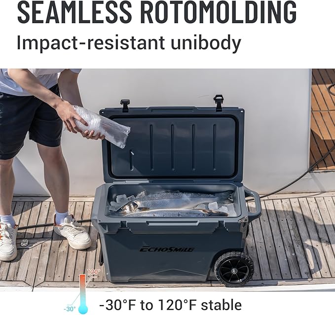 EchoSmile 25/30/35/40/60/75 Quart Rotomolded Cooler, Built to Stand up to The Rigors of The Journey