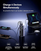 Baseus Laptop Power Bank, 20,000mAh 145W Small Portable Charger Built-in Retractable Cable, 4-Port PD Fast Charging Battery Bank with Smart Display, for iPhone/MacBook/Samsung/Dell/HP, and More