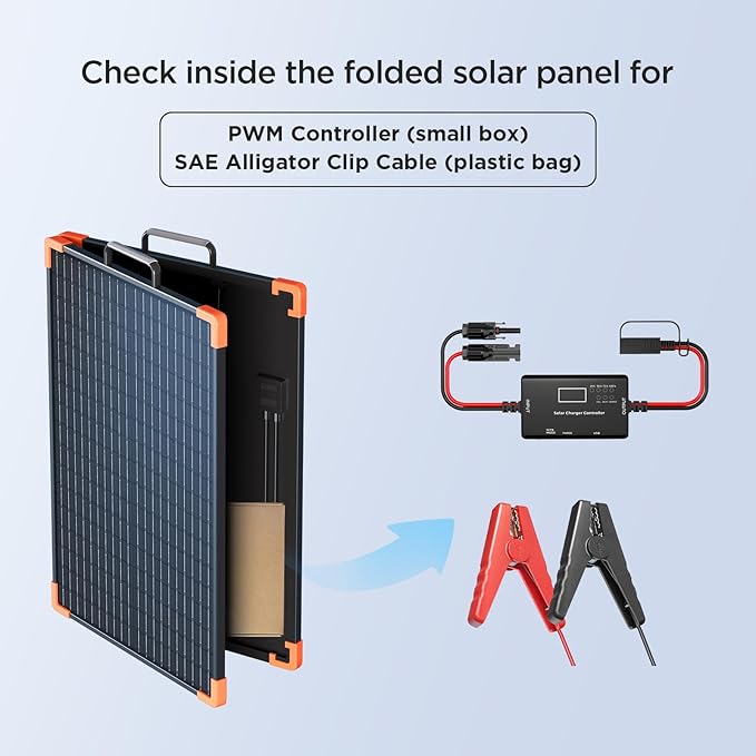 100 Watt Portable Solar Panel with 20A PWM Controller,Camper Essentials,19V Foldable Solar Panel Kit for Power Station & 12V Batteries,23.5% High Efficiency IP68 Waterproof for Camping RV Trip