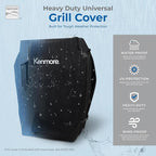 Kenmore 3-Burner Propane BBQ Grill, 30,000 BTUs Gas Grill with Cast Iron Cooking Grates, Folding Side Tables & Wheels, Outdoor Grill with Tool Hooks, Azure Blue + Bonus Cover