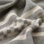 Inca Wall - Thick Alpaca Wool Blanket Heavyweight Camping Outdoors Indoors Soft Peru Queen Size Ethnic Design (Soft Gray/Ivory, Queen Size)