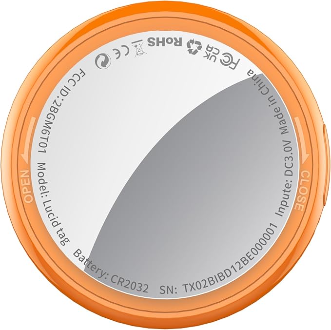 [Apple MFi Certified] (iOS Only) Smart Bluetooth Tracker Tag, Key Finder Sky Orange 1 Pack