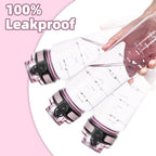 OLDLEY 32 oz Water Bottle, Motivational Water Bottle with Time Marker, Sports Water Bottle With Strap, Leakproof & BPA Free Large Water Bottles for School, Gym, Travel, Tritan, Transparent Pink