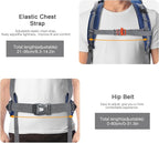 60L Lightweight Internal Frame Backpacking Hiking Backpack with Rain Cover for Men Women, Large Travel Backpack, Blue