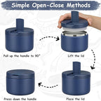 12oz Insulated Vacuum Food Jar with Buckle Lid Wide Mouth Soup Thermo for Hot Food Kids Leakproof Stainless Steel Lunch Container- Blue 1 Pack