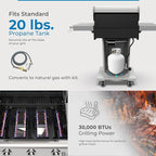 Kenmore 3-Burner Outdoor BBQ Grill | Liquid Propane Barbecue Gas Grill with Folding Sides, PG-A4030400LD-PE, Pedestal Grill with Wheels, 30000 BTU, Pearl White