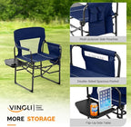 VINGLI Camping Chairs, Directors Chair, Camping Chair with Side Table & Carry Bag，Heavy Duty Camping Chairs for Adults, Portable Folding Camping Chair, Pocket for Beach, Fishing,Trip,Picnic,Lawn-Blue