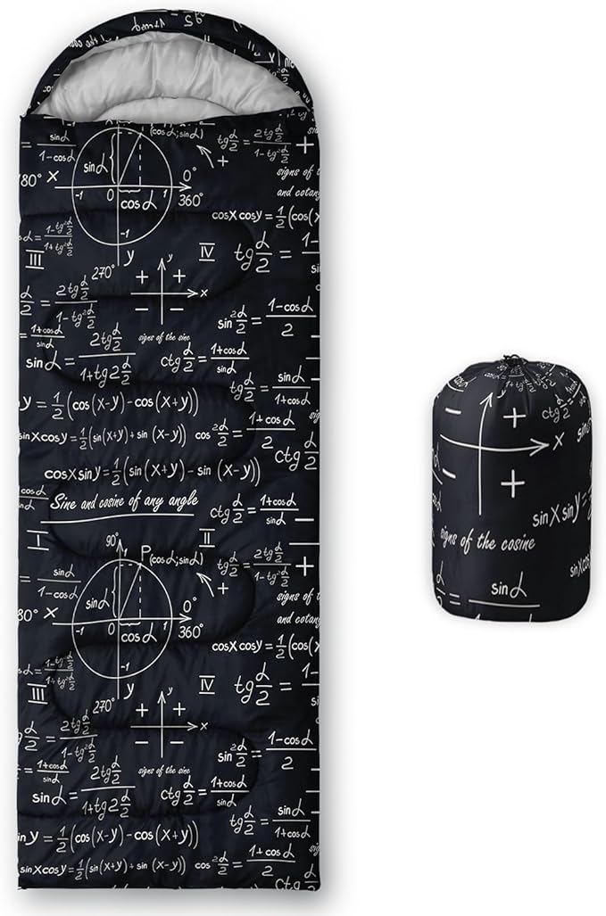 Sleeping Bags for Adults and Kids，3D Printing Camping Sleeping Bag for Girls Boys Lightweight Waterproof Cold/Warm 3-Season，Outdoor Travel with Compression Bags