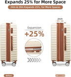 LARVENDER Luggage 6 Piece Expandable Luggage ABS Hardshell Carry on Suitcase with Spinner Wheels TSA Lock, Large Checked Travel Suitcase for Women and Men, Black Brown(16/20/24/28/DB/TB)