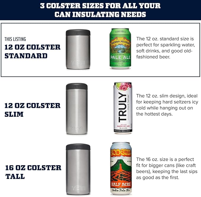 YETI Rambler 12 oz. Colster Can Insulator for Standard Size Cans, Navy/White/Badge