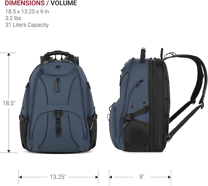 SwissGear 1900 Scansmart TSA 17 Laptop Backpack, Blueberry, 19-Inch
