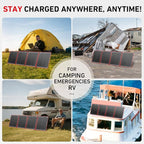 DOKIO 200W Portable Foldable Solar Panel Kit, Compact 20x26.4in Design 9.7lb with Separate Controller and Dual USB, Monocrystalline Charger for 12V Batteries & Power Stations, RV Camping Emergency Use