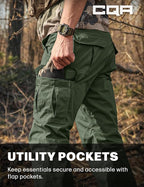 CQR Men's Tactical Pants, Water Resistant Ripstop Cargo Pants, Lightweight EDC Work Hiking Pants, Outdoor Apparel