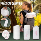 Travel & Camping Comfortable Memory Foam Pillow – Easy to Carry Portable Bag – Temperature Regulating Pillow Case (Pink + Extra Cover)