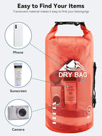 HEETA Dry Bag Waterproof for Women Men, 5L/10L/20L/30L/40L Roll Top Lightweight Dry Storage Bag Backpack with Phone Case for Travel Swimming Boating Kayaking Paddle Board Camping Beach Accessories