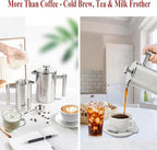 French Press Coffee Maker, 12 Oz Stainless Steel, Triple Mesh Filter, Double Wall Insulated, for Coffee & Tea, Portable for Home, Office, Camping & Travel