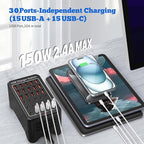 USB C Charging Station,150W 30 Ports USB C Charger【15USB-C + 15USB-A】,Multiple Devices Charger Compatible with Samsung/iPhone/iPad/Google Pixel/Tablets and Other USB Electronics