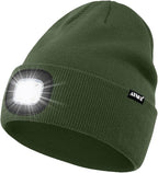 ATNKE LED Lighted Beanie Hat,USB Rechargeable 4 LED Running Headlamp Bright Cap with The Light Gifts for Men and Women
