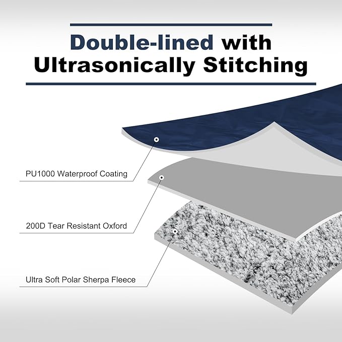 Sherpa Warm Outdoor Camping Blanket - Waterproof Stadium Blanket for Cold Weather, Camp, Sports Mom and Concert - Camping Quilt 80" X 58" (Blue)