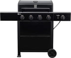 Kenmore 4-Burner Gas Grill with Side Burner, Outdoor BBQ Grill, Propane Gas Grill, Cast Iron Cooking Grates, Electronic Ignition, Warming Rack, Open Cart Design, 53000 BTUs, Black