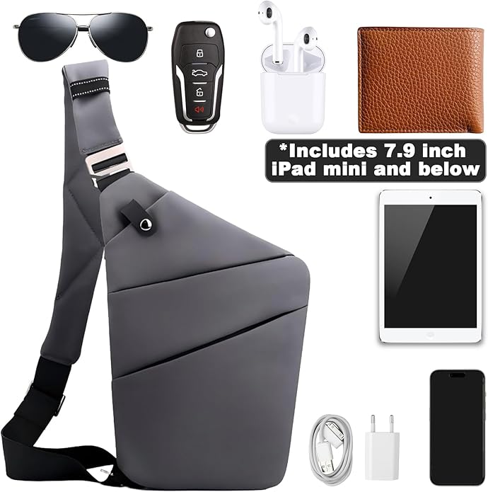 Anti Theft Travel Bag, One Shoulder Large Capacity Cross-body Bag Chest Fashion Lightweight Sling Bags for Travel Sports