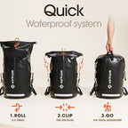 Earth Pak Waterproof Backpack - Heavy Duty Hiking Backpack - Roll-Top Closure Bag - Cushioned Dry Bag Waterproof Phone Case