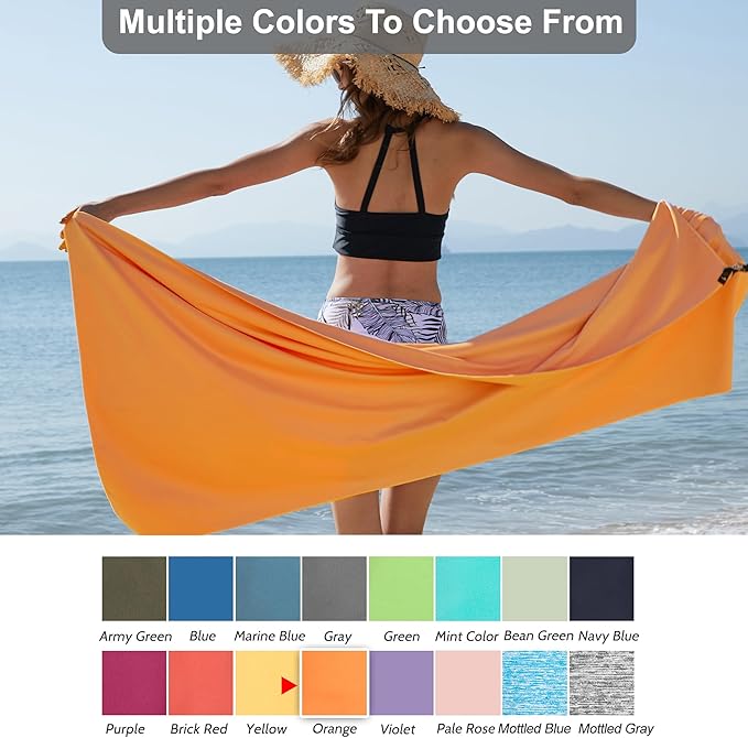 Rainleaf 2 Pack Microfiber Quick Dry Travel Towel, Super Absorbent Ultra Compact Lightweight Camping Towel for Gym, Hiking, Pool, Yoga - Orange