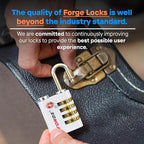 Forge Dual-Opening: Key or Combination Access Lock, TSA Approved Locks for Luggage, Pelican case, Travel, Gym, School, Stainless Steel Shackle. (White, 2 Pk)