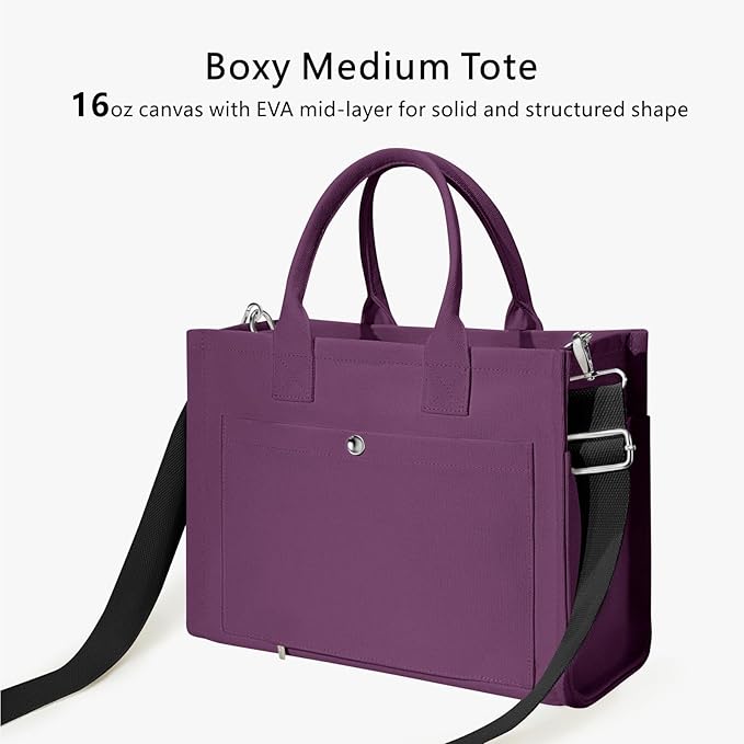 TOPDesign Heavy-Duty Canvas Tote Bag for Women, Adjustable Crossbody/Shoulder Handbag with 9 Pockets, Everything Tote