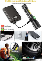 Hoxida Flashlight Rechargeable LED UV Black Light &Redlight, 3in1 Super Bright Magnetic Tactical Flashlights, 1500Lumen 7Modes, Zoomable, Waterproof Pocket Flashlight for Pet Stains Detection,Camping