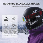 ROCKBROS Cold Weather Balaclava Ski Mask for Men Windproof Thermal Winter Scarf Mask Women Neck Warmer Hood for Cycling